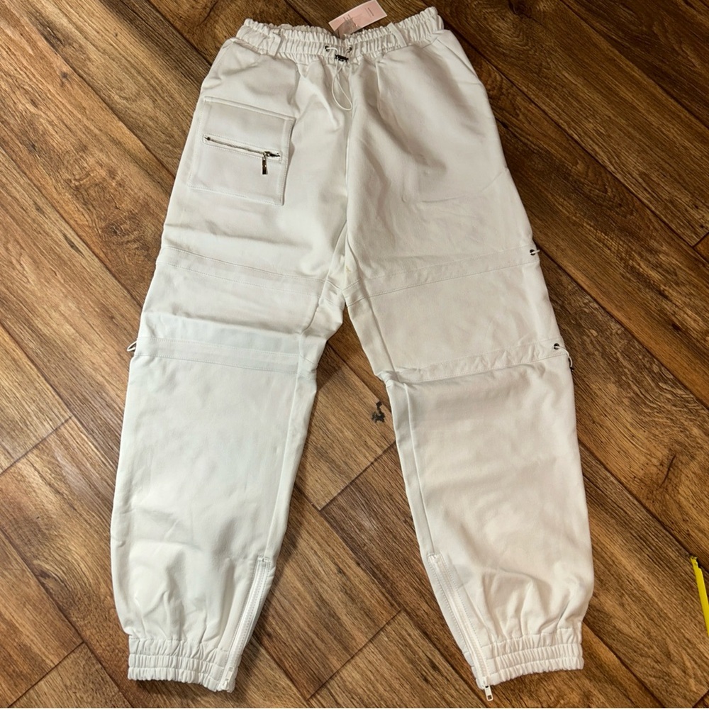 Lychee The Label Cargo Jogger Pants Womens L White Champagne Street Wear Travel